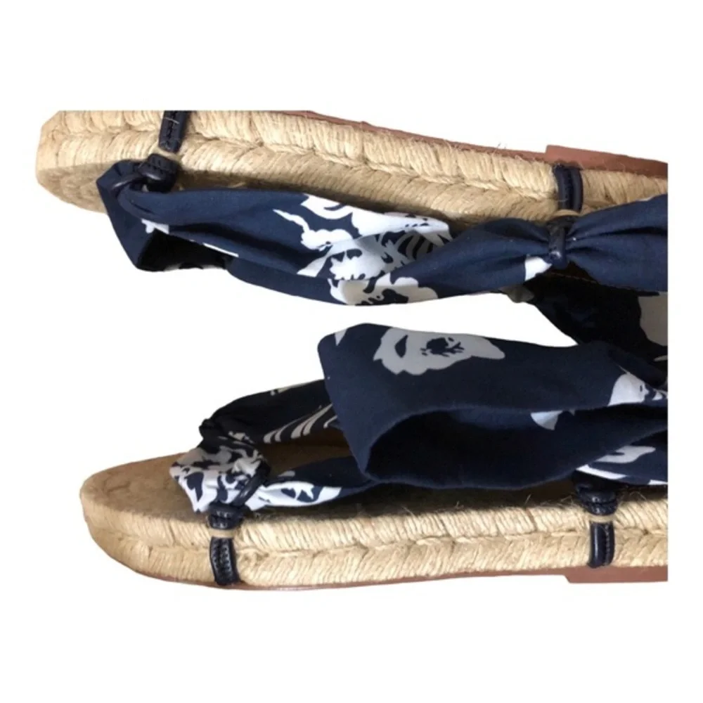 Polo Ralph Lauren made in spain blue floral ankle tie espadrilles‎ flats size 9B